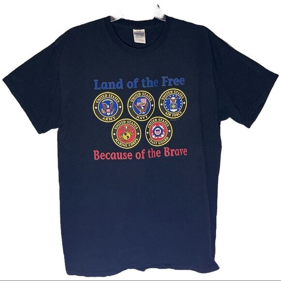Gildan Other - US Military Land of the Free Because of the Brave Gildan Mens Tee Size Large